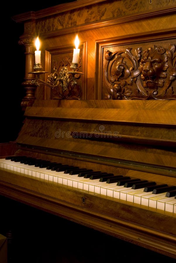 Retro Piano with Candle Light Stock Photo Image of candle, classical