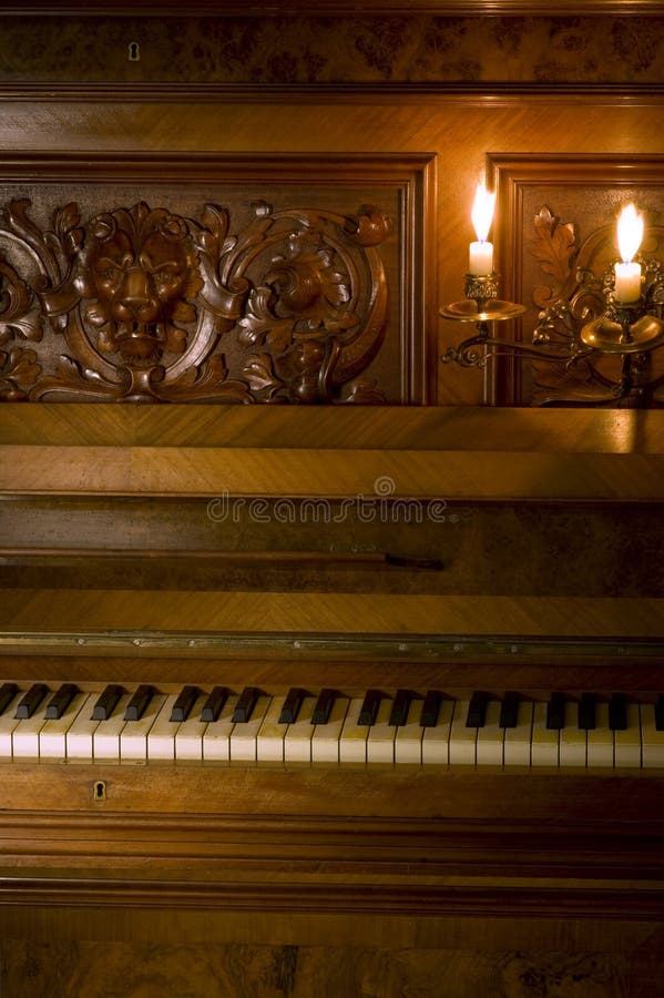 Retro Piano with Candle Light Stock Image Image of styled, retro