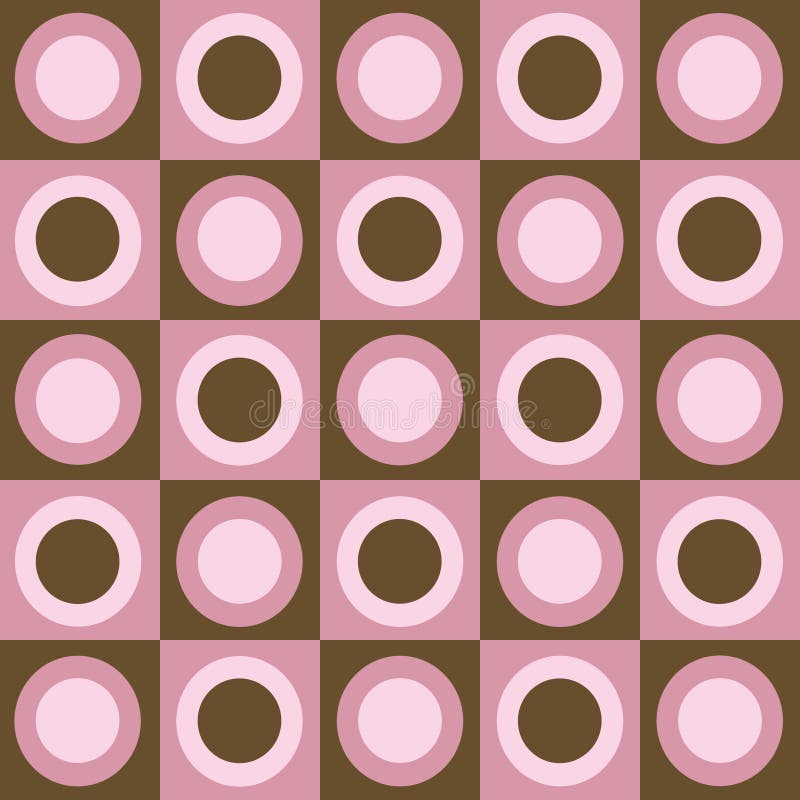 Retro pink and brown circles and squares collage