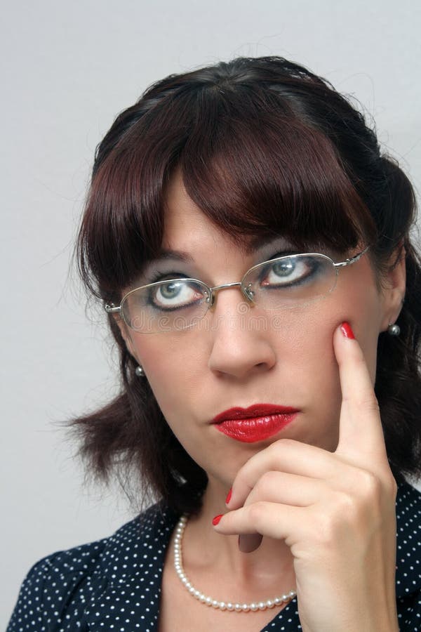 Retro Pinup Girl Headshot With Eyeglasses 3 Stock Image Image Of 