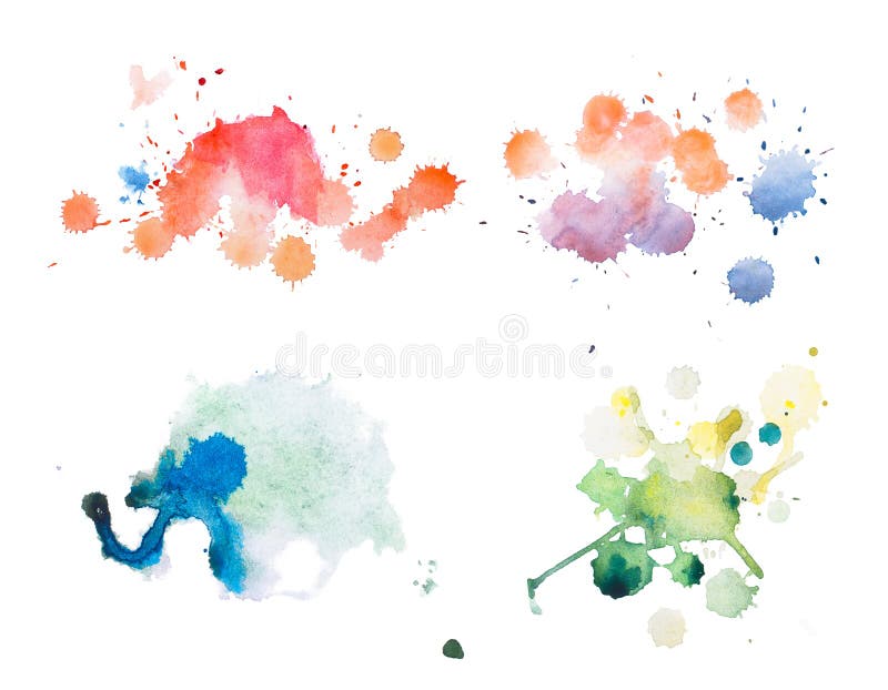 Retro pittura acquerella astratta d'annata variopinta della mano di arte dell'acquerello su fondo bianco illustrazione di stock