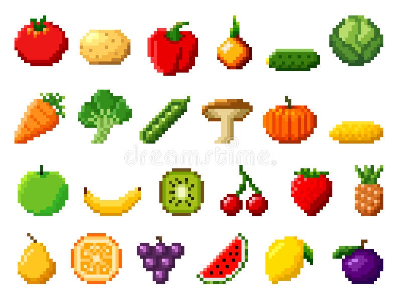 fast food pixel art set of icons, vintage, 8 bit, 80s, 90s games, computer  arcade game items, cookie, ice cream, candy, vector illustration 24274730  Vector Art at Vecteezy