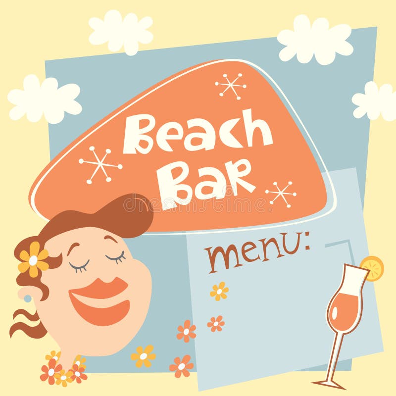 Retro- Plakatschablone für Strandbar stock abbildung Retro- Plakatschablone für Strandbar stock abbildung