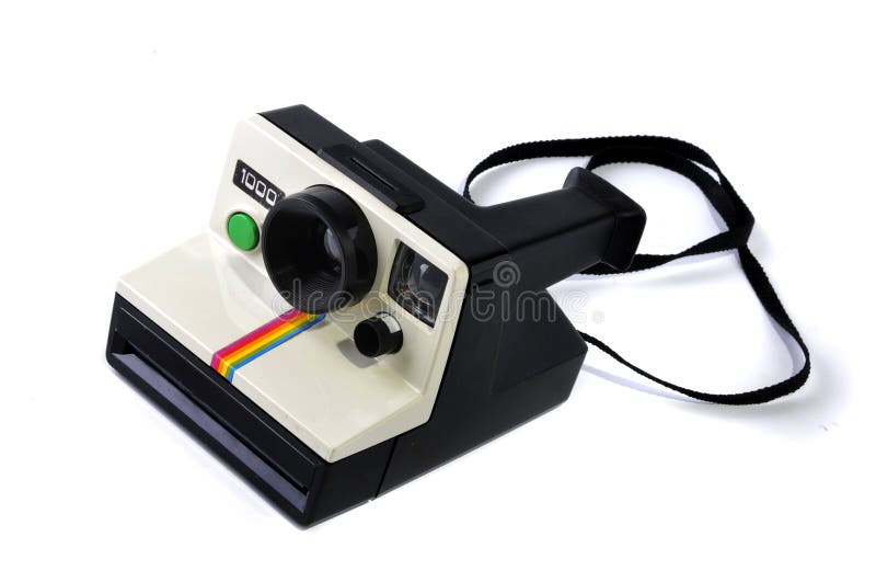 Retro Polaroid cam on a white background. Body cam stock images, royalty-free photos and pictures