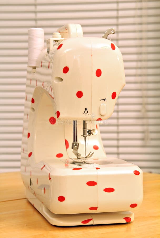 Retro Polka Dot Sewing Machine Stock Image Image of hobby, machines