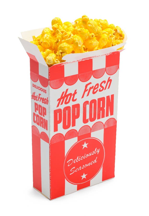 Retro Popcorn Box Cut Out on White Stock Photo Image of snack, butter