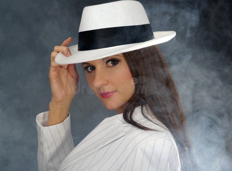 Retro portrait in white hat