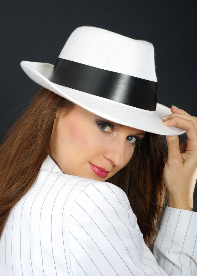 Retro portrait in white hat