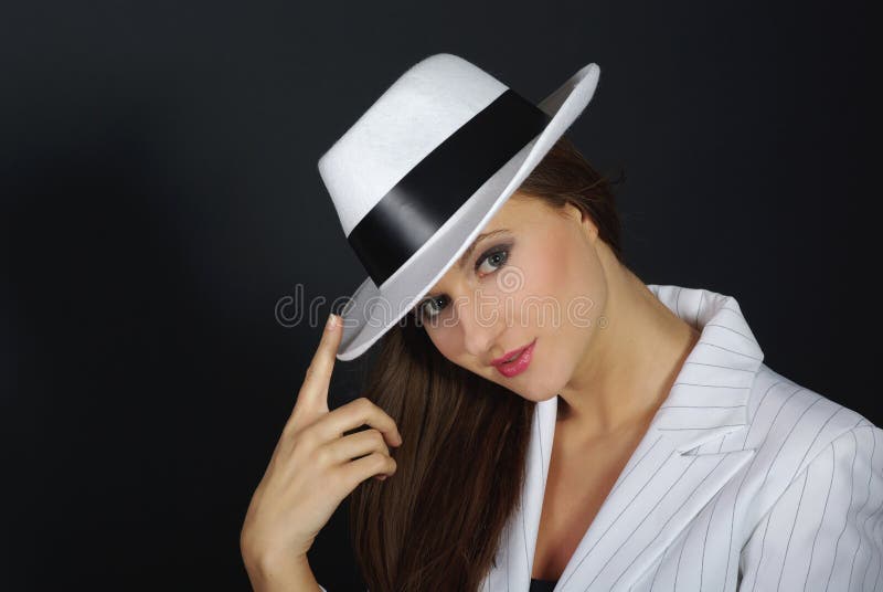 Retro portrait in white hat