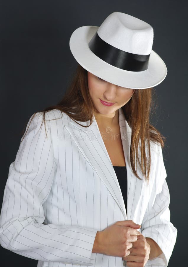 Retro portrait in white hat