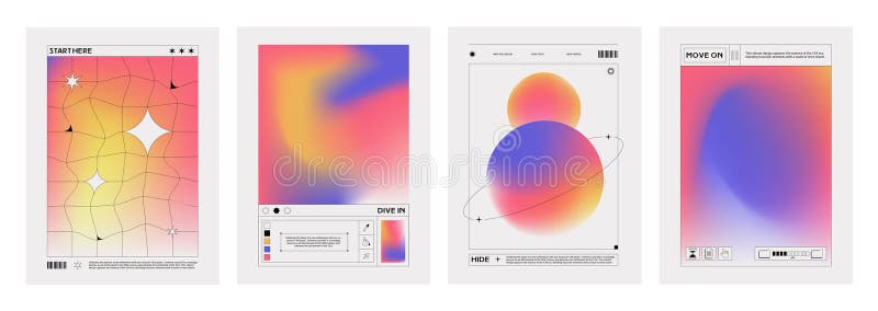 Retro poster or cover template in y2k style vector illustration