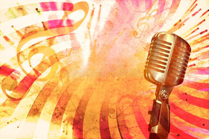 Retro music background with microphone. Retro music background with microphone