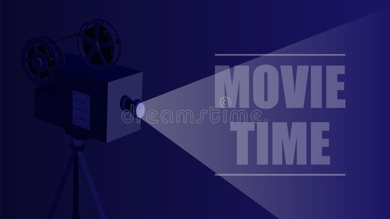 Retro proiettore di film su un fondo nero illustrazione vettoriale Retro proiettore di film su un fondo nero illustrazione vettoriale