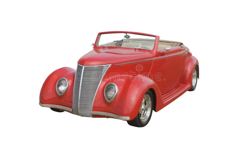 Red retro coupe convertible isolated on white. Red retro coupe convertible isolated on white