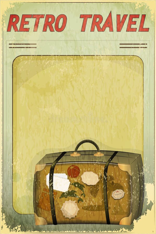 Retro- Reisen-Postkarte - alter Koffer lizenzfreie abbildung Retro- Reisen-Postkarte - alter Koffer lizenzfreie abbildung