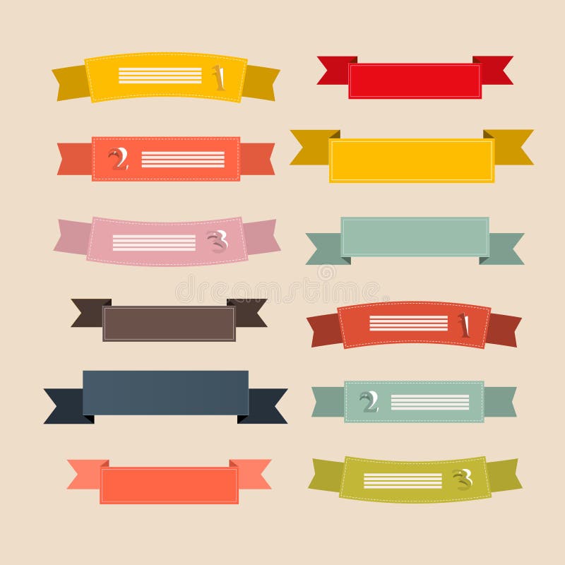 Retro Ribbons, Labels, Tags Set