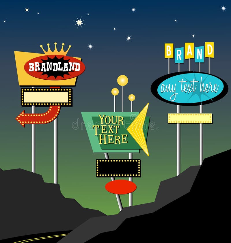 Retro Roadside Neon Signs 1 Stock Vector Illustration of structural, marquee 34051392