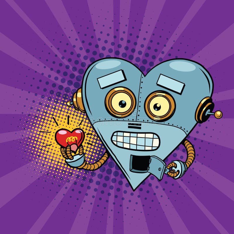 Retro robot och hjärtavalentin för ljus kula royaltyfri illustrationer Retro robot och hjärtavalentin för ljus kula royaltyfri illustrationer
