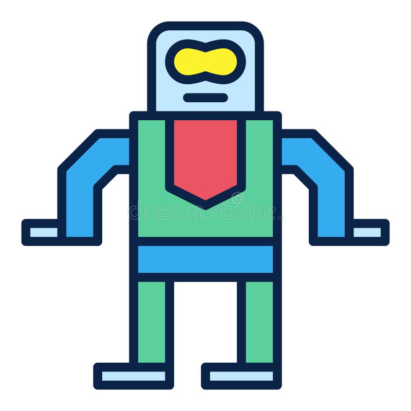 Retro robot vector concept gekleurd modern pictogram stock illustratie