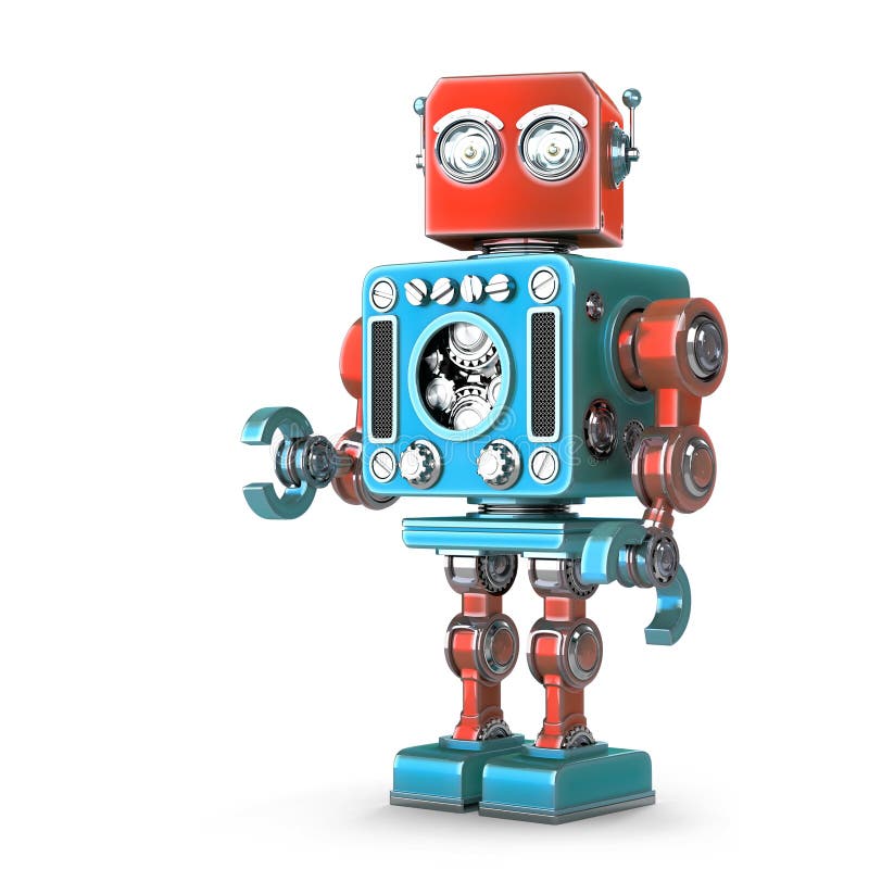 Retro-robot în picioare. izolat. conține o cale de tăiere stock illustration