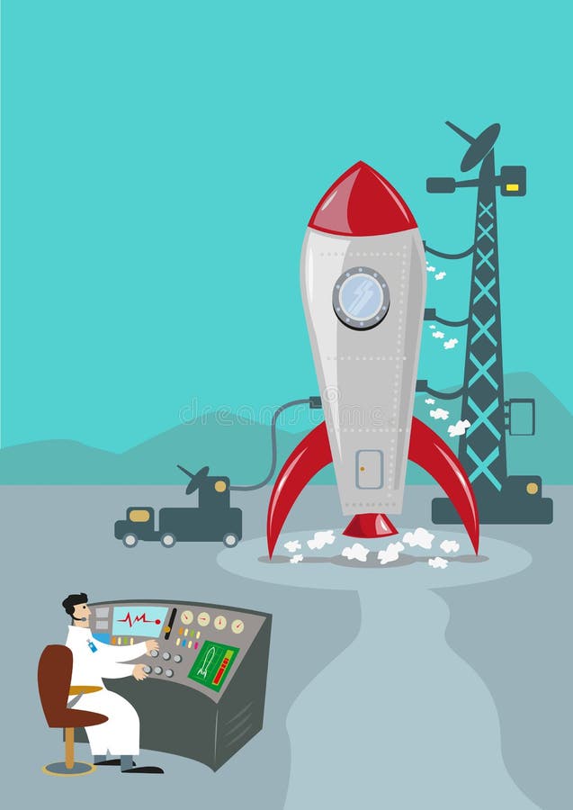 Flat style Retro vintage Illustration of a ground control and rocket launch. Vector EPS10 and Raster Available. Flat style Retro vintage Illustration of a ground control and rocket launch. Vector EPS10 and Raster Available.