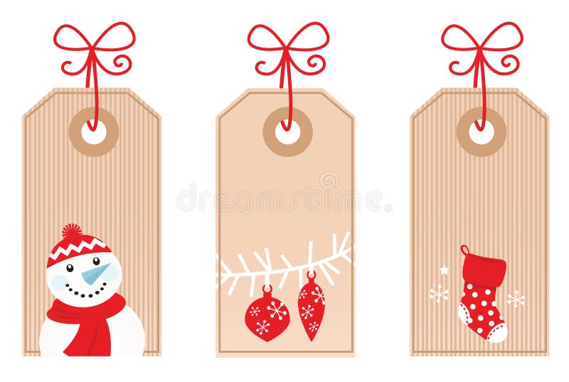 Retro (rode) Markeringen van de Gift van Kerstmis stock illustratie Retro (rode) Markeringen van de Gift van Kerstmis stock illustratie