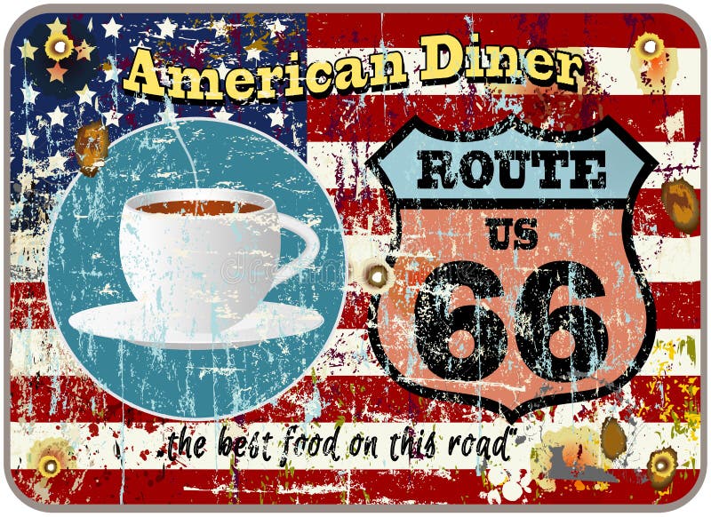 Retro american diner sign, worn and weathered, vector eps, scalable to any size. Scalable vectors
