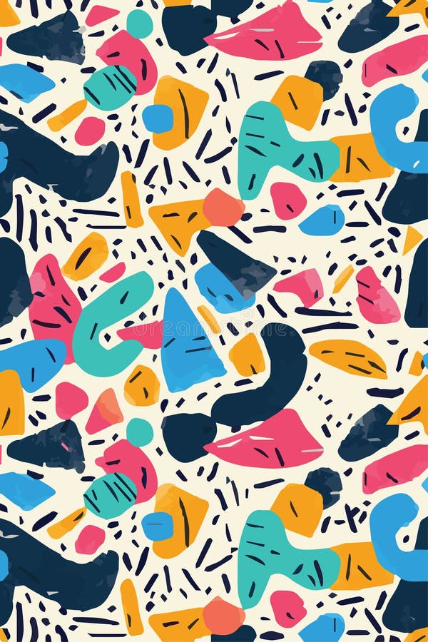 Retro 1980s or 90s Trendy Seamless Background Pattern Stock