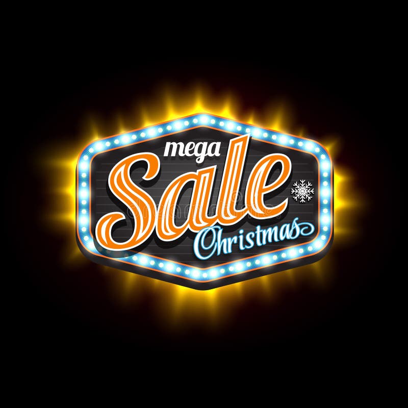 Retro Sale Christmas Vector Light Banner with Light Frame Stock Vector Illustration of price