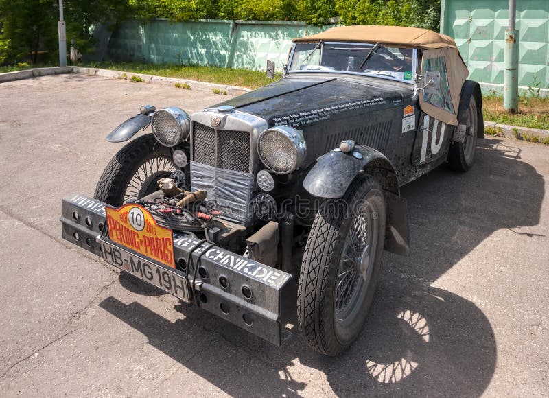 Retro samochodowy MG TC 1948 rok obrazy stock