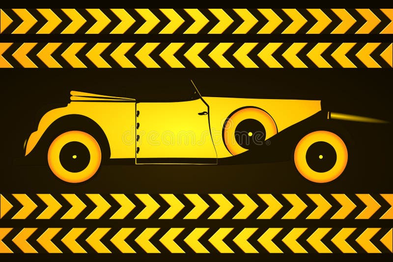 Retro samochód z Drogowymi znakami ilustracja wektor Retro samochód z Drogowymi znakami ilustracja wektor