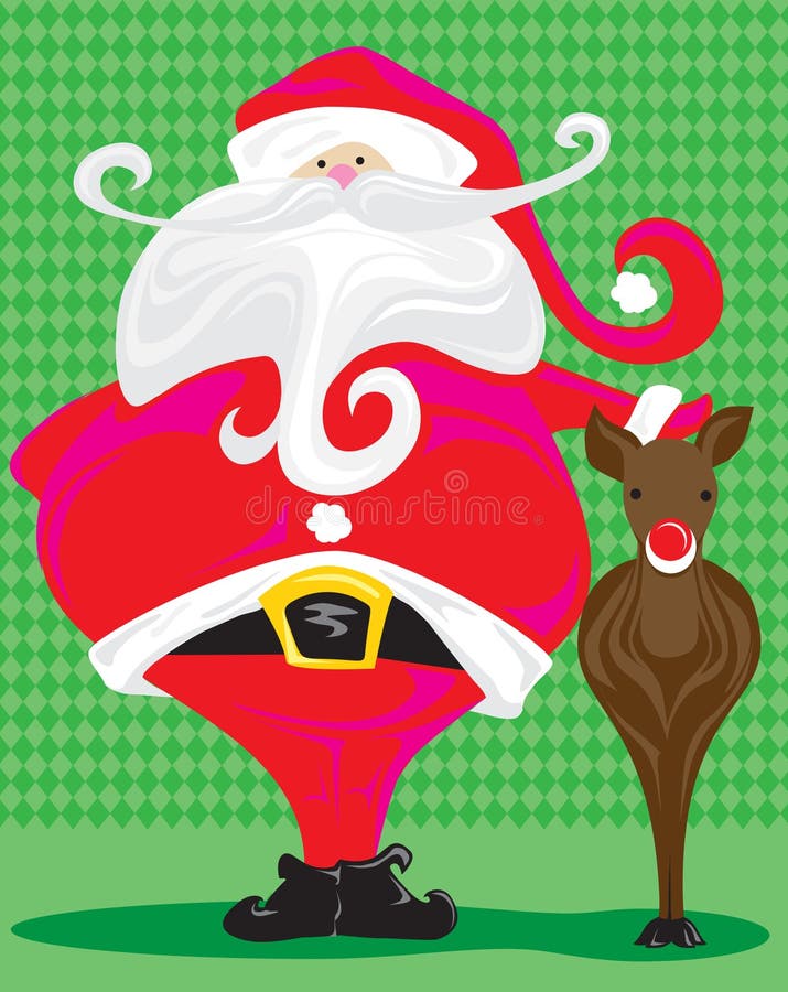 Retro Santa and Rudolph stock vector. Illustration of rudolph - 10308489
