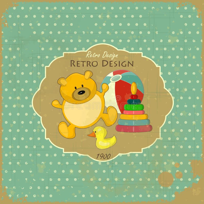 Retro scheda del bambino di disegno royalty illustrazione gratis Retro scheda del bambino di disegno royalty illustrazione gratis