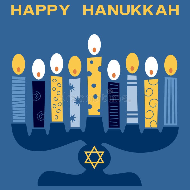A Happy Hanukkah greeting card with a stylized and retro Hanukkah Menorah (or Hanukiah). Eps file available. A Happy Hanukkah greeting card with a stylized and retro Hanukkah Menorah (or Hanukiah). Eps file available.
