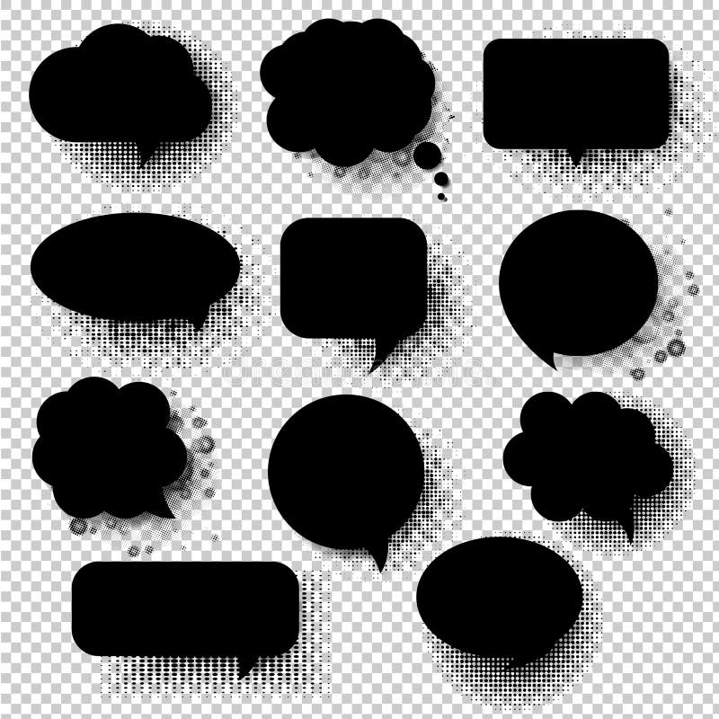 Retro- schwarze Spracheblase mit transparenter Hintergrund lizenzfreie abbildung