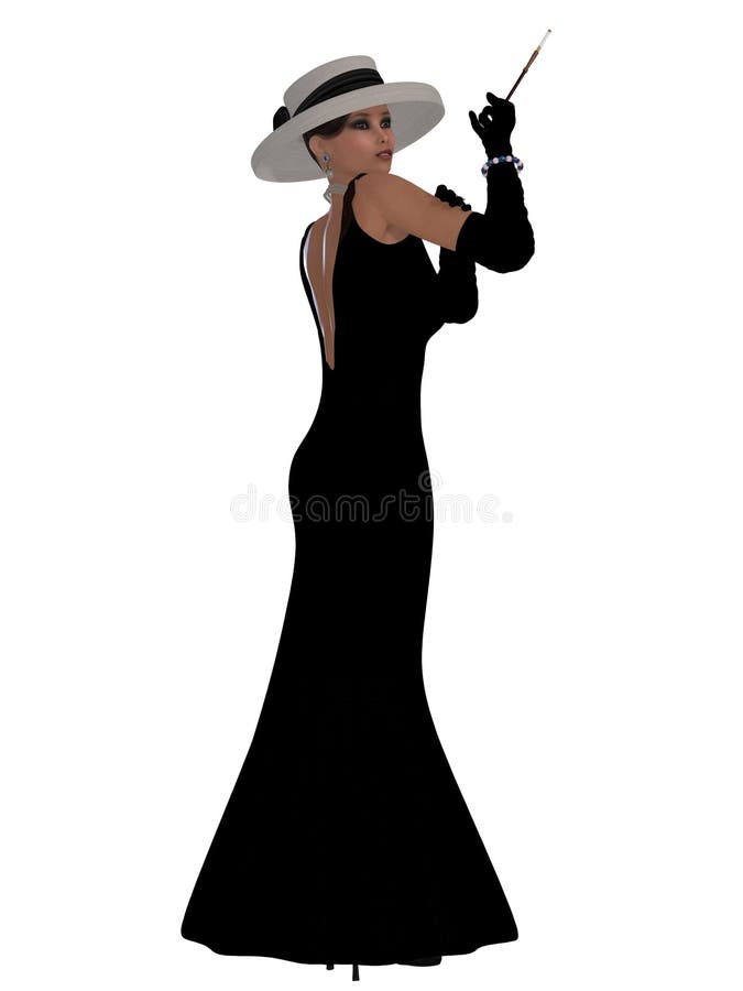 Retro- schwarzes Kleid lizenzfreie abbildung