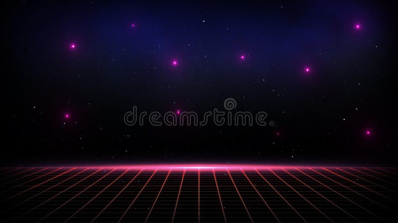 Retro Sci-Fi Background Futuristic landscape of the 80`s. Digital Cyber Surface. vector illustration