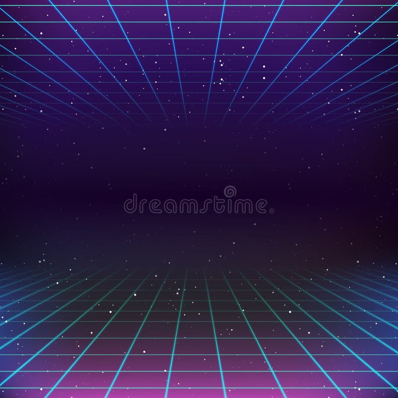 Retro science fictionbakgrund för 80-tal stock illustrationer
