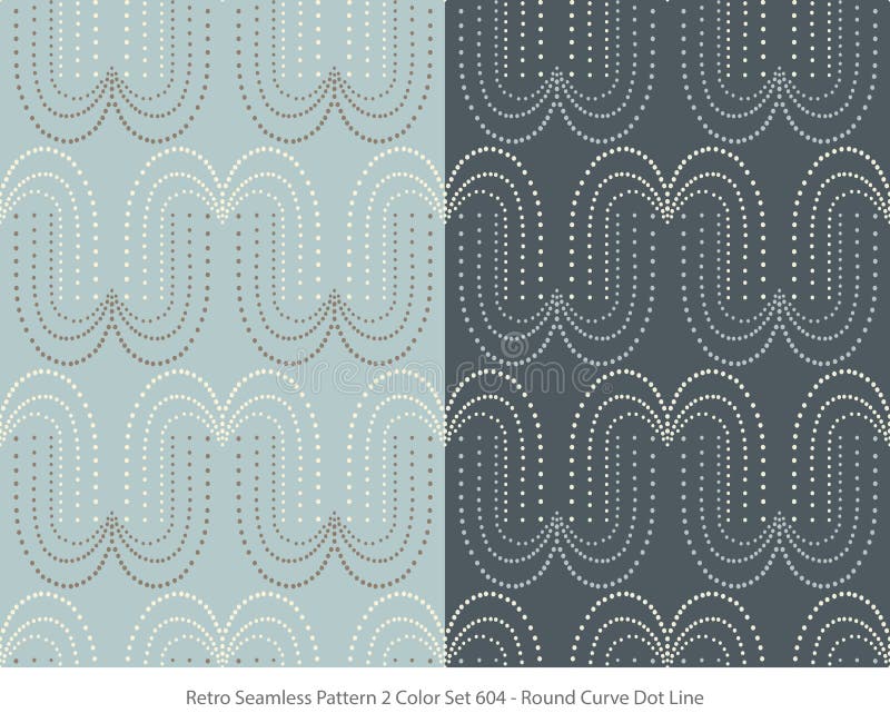 Retro Seamless Background 2 Color Set Round Curve Dot Line vector illustration