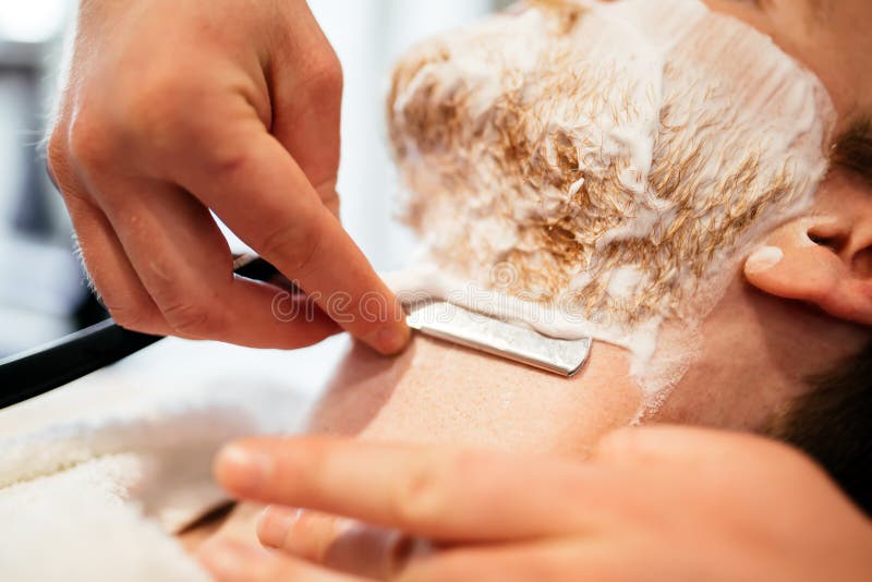 Retro shaving with foam stock image. Image of beard, professional
