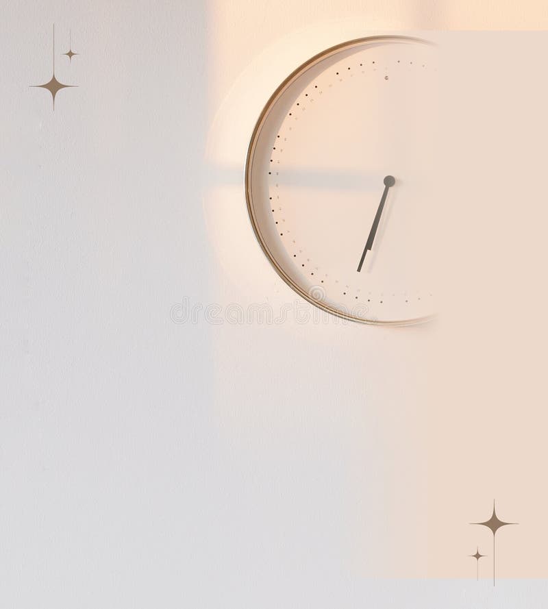 Circular clock on a softly lit wall with a clean, minimalist design vector illustration