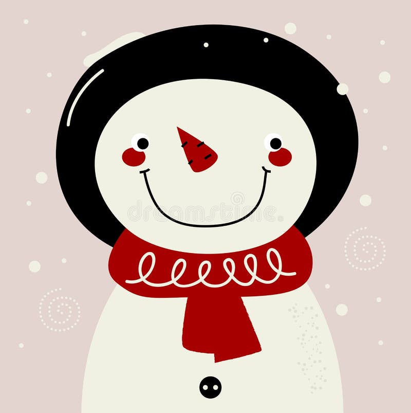 Retro Snowman with red Scarf