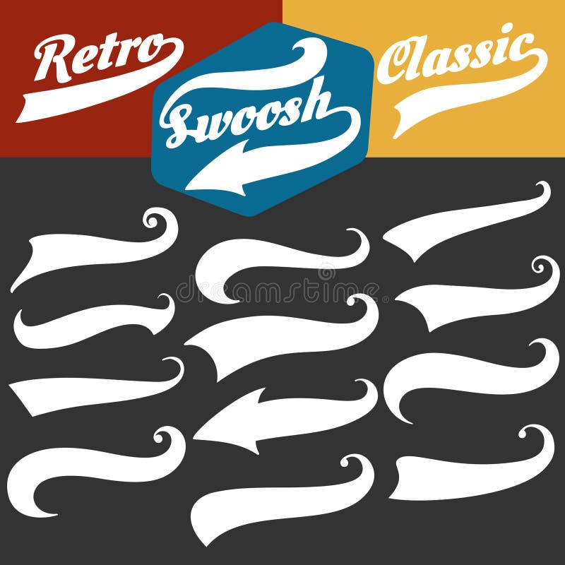 Swishes, Swashes, & Swooshes for Retro Tshirt Word Art Typography