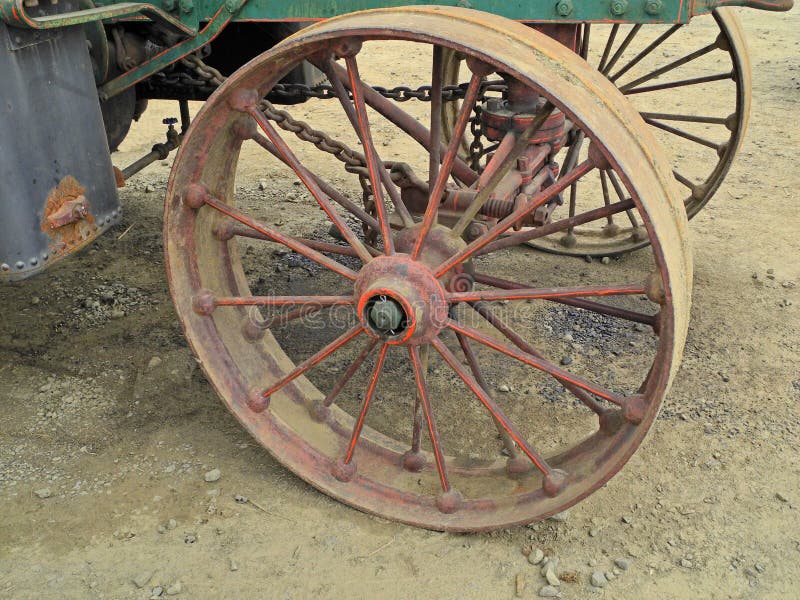 Retro Steam engine tractor wheel royalty free stock photos
