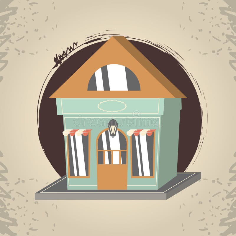 Retro store building front vector illustration