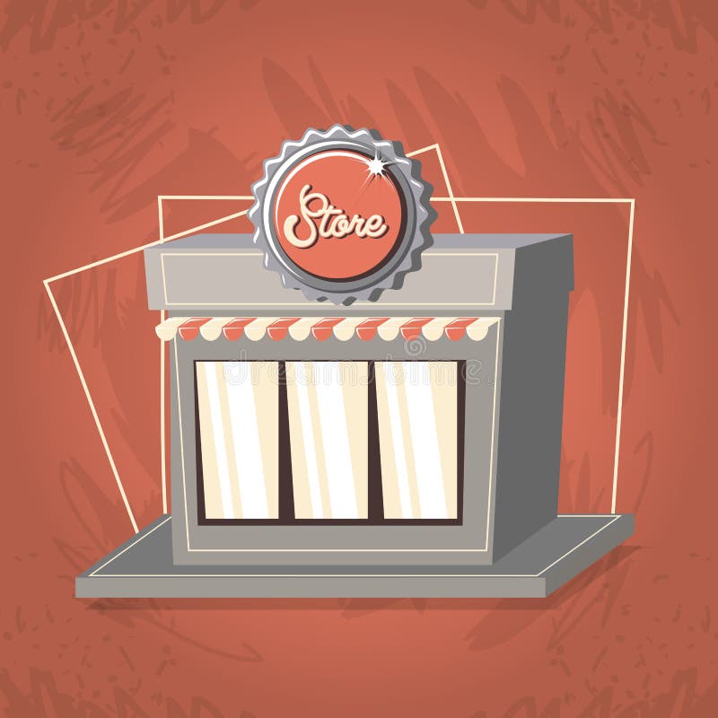 Retro store building front vector illustration