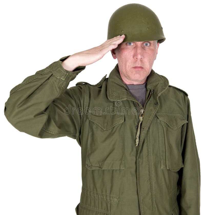 Retro stridsoldat, militär arméveteran, honnör som isoleras arkivbild Retro stridsoldat, militär arméveteran, honnör som isoleras arkivbild