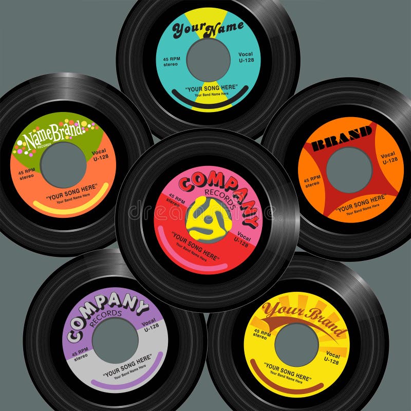 Retro style 45 record label designs. stock illustration Retro style 45 record label designs. stock illustration