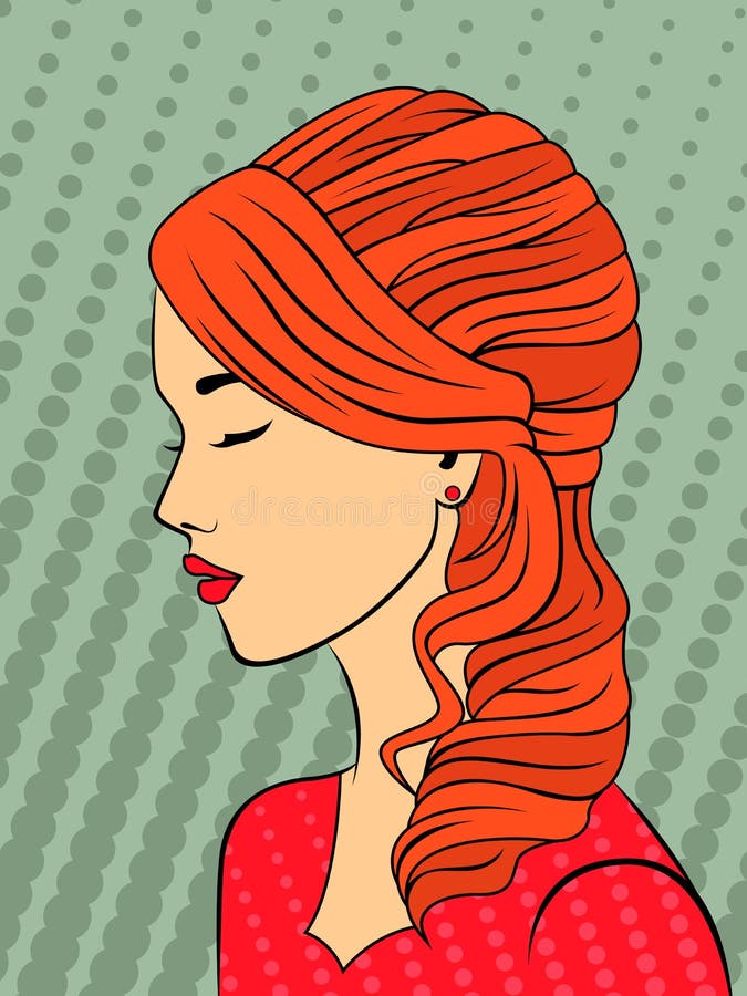 Redhaired Retro Style Girl Stock Vector Illustration of color