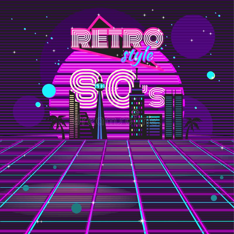 Retro Style 80s Disco Design Neon Stock Vector - Illustration of artistic,  retro: 63344816